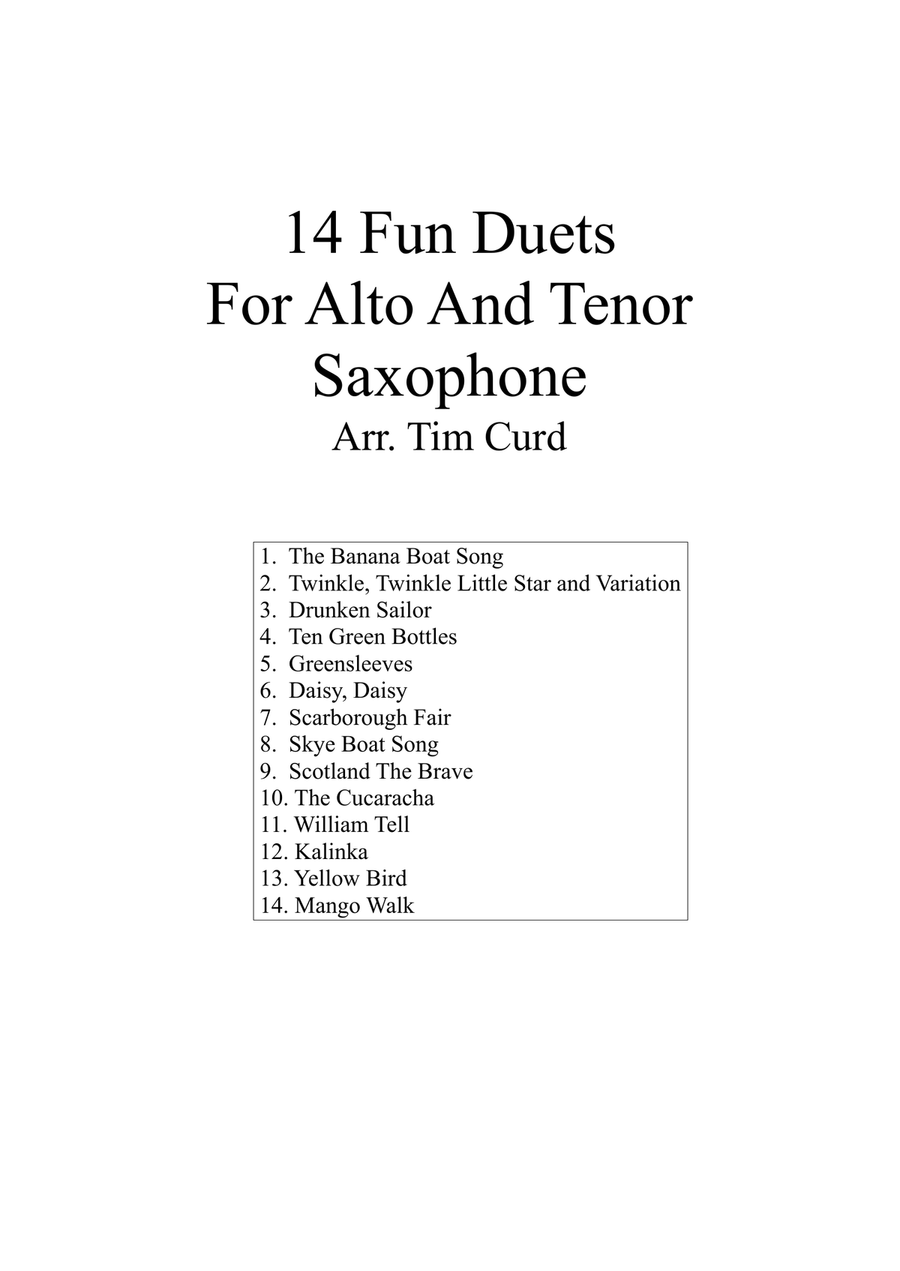 14 Fun Duets For Alto And Tenor Saxophone Woodwind Duet scores gallery preview page 1