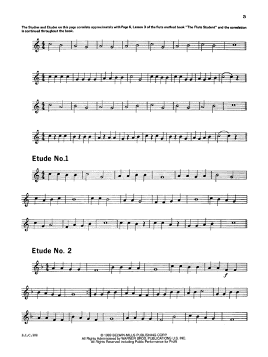 Student Instrumental Course Studies and Melodious Etudes for Flute Flute scores gallery preview page 3