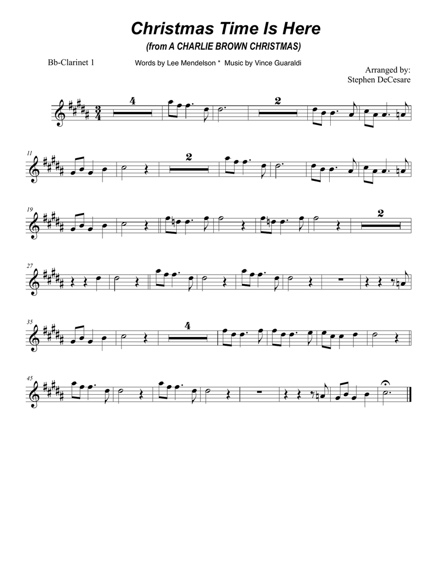 Christmas Time Is Here Clarinet Choir scores gallery preview page 6