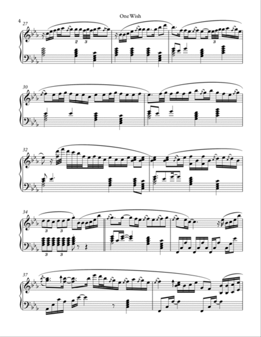 One Wish Piano Solo scores gallery preview page 4