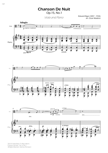 Chanson De Nuit, Op.15 No.1 - Viola and Piano (Full Score and Parts) image number null