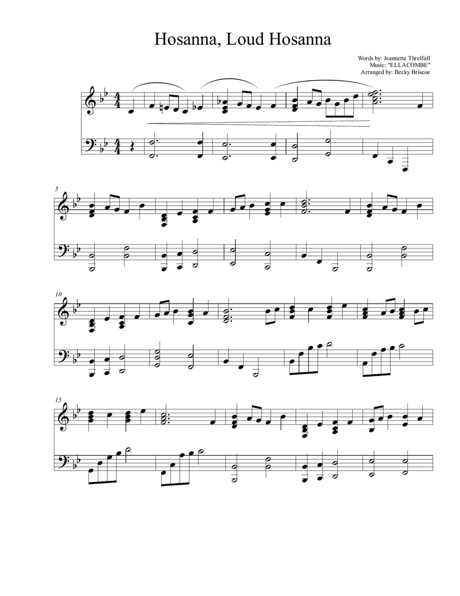 Hosanna, Loud Hosanna Hosanna, Loud Hosanna Piano Solo scores gallery preview page 1