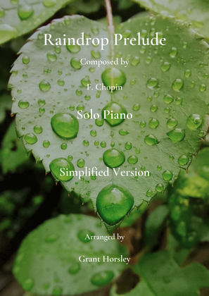 Book cover for "Raindrop Prelude"- F. Chopin. solo piano Simplified Version - Intermediate