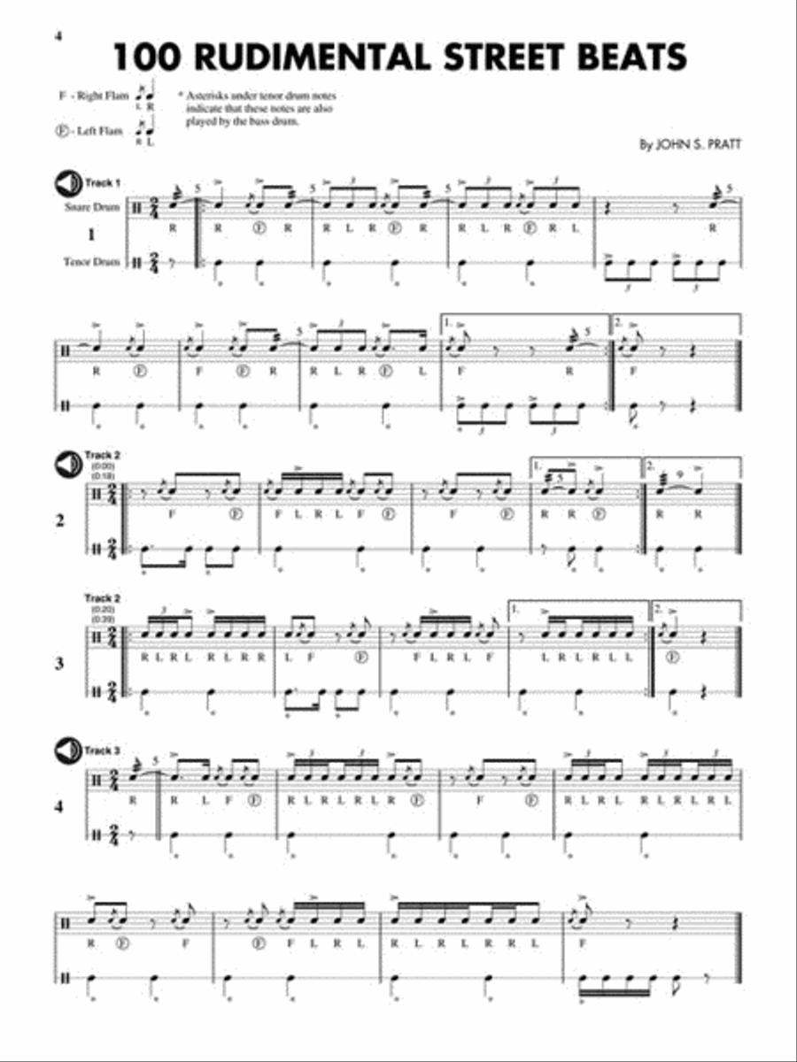 128 Rudimental Street Beats, Rolloffs, and Parade-Song Parts Marching Band scores gallery preview page 4
