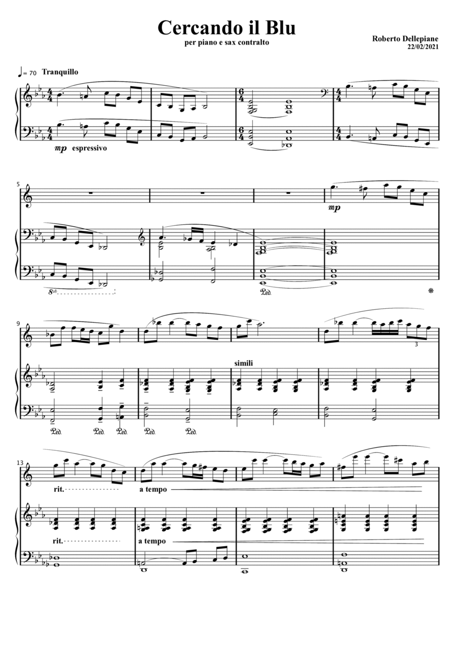 Cercando il blu (Feeling the Blue) Alto Saxophone scores gallery preview page 1