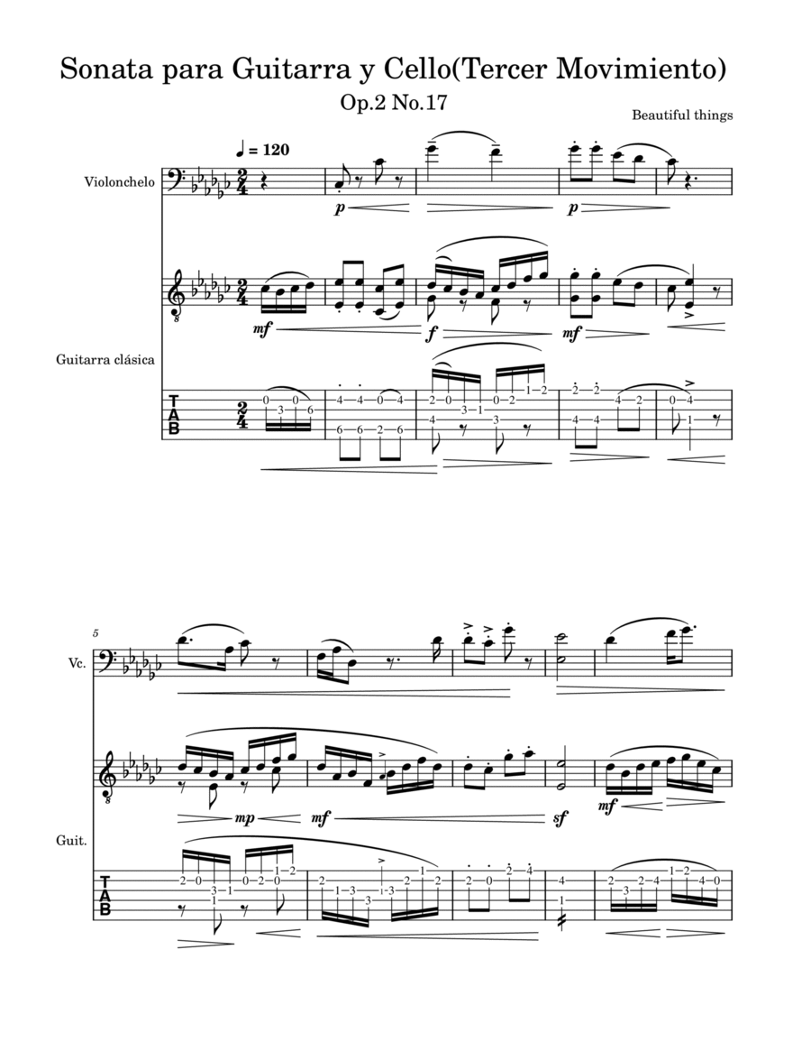Sonata para Guitarra y Cello(Tercer Movimiento)-Beautiful things Op.2 No.17