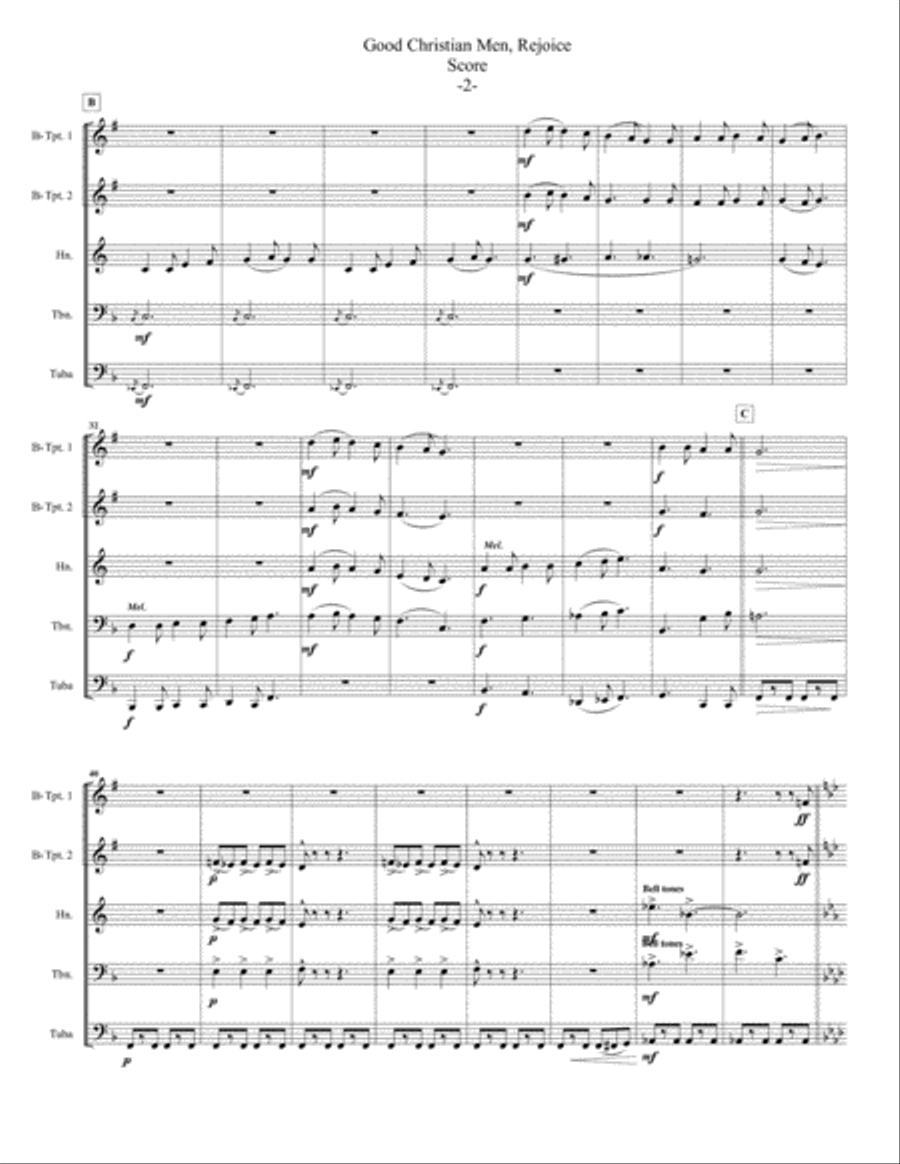 Good Christian Men, Rejoice for Brass Quintet (In Dulci Jubilo) Brass Quintet scores gallery preview page 3