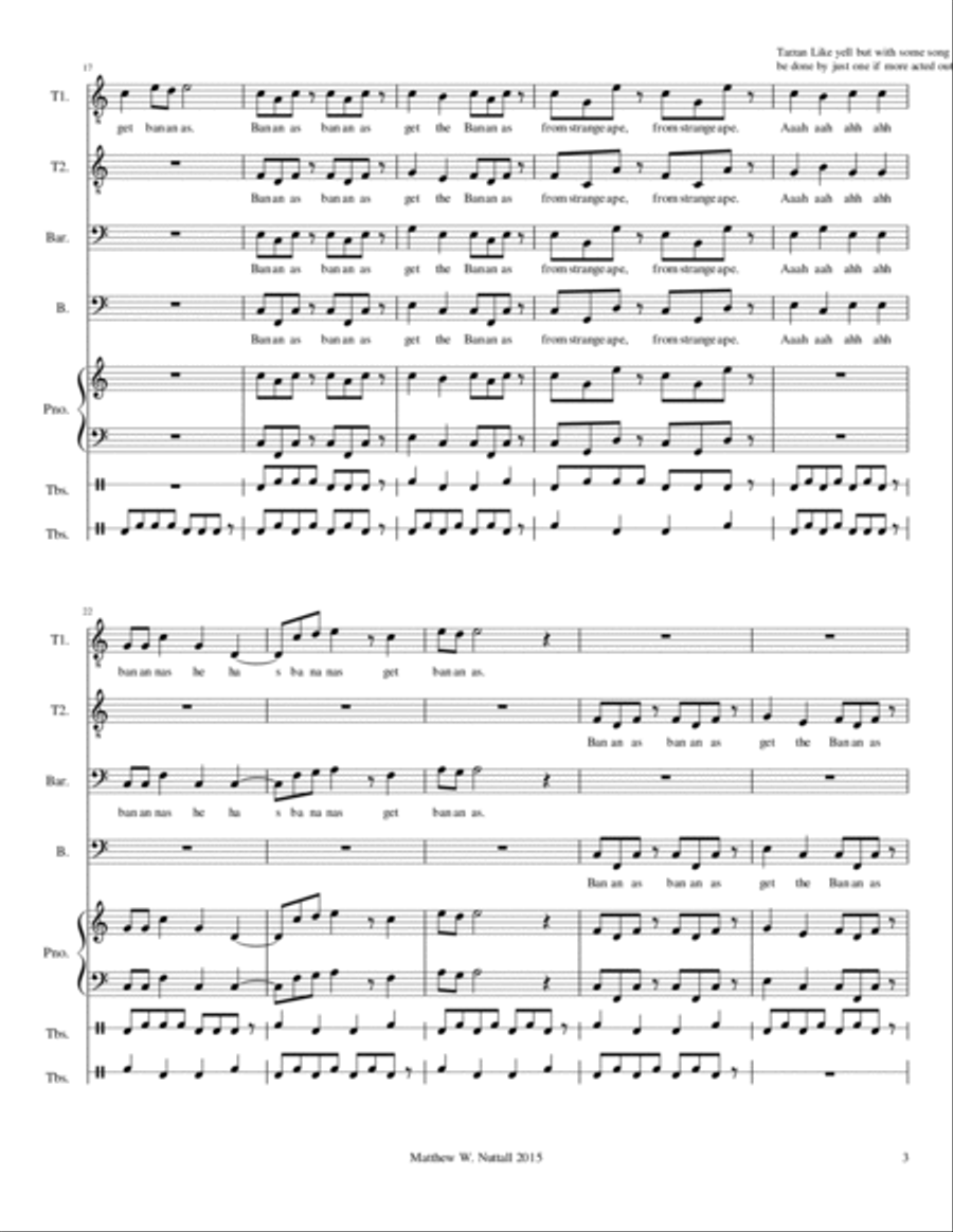 Jungle Song or Missing Bananas TTBB scores gallery preview page 3