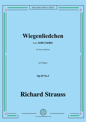 Book cover for Richard Strauss-Wiegenliedchen,in D Major
