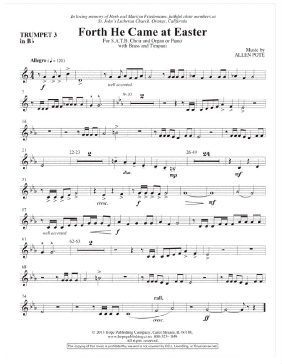 Forth He Came at Easter Choir scores gallery preview page 15