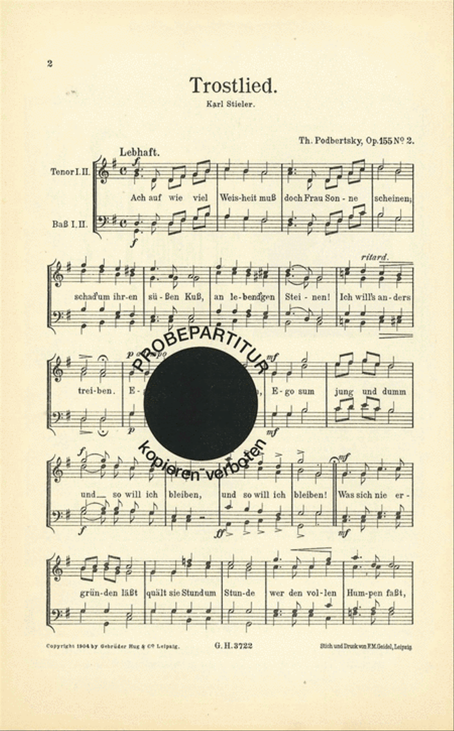 Trostlied Trostlied Men's Choir scores gallery preview page 1
