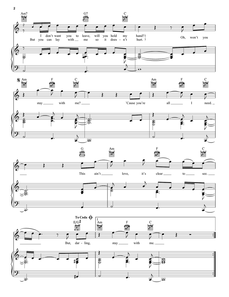 Stay With Me Piano, Vocal, Guitar scores gallery preview page 2