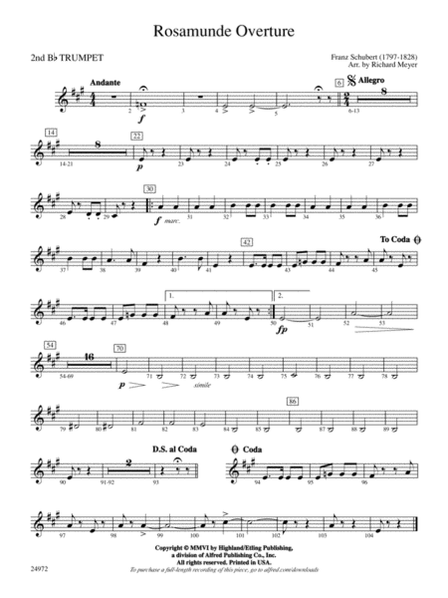 Rosamunde Overture: 2nd B-flat Trumpet