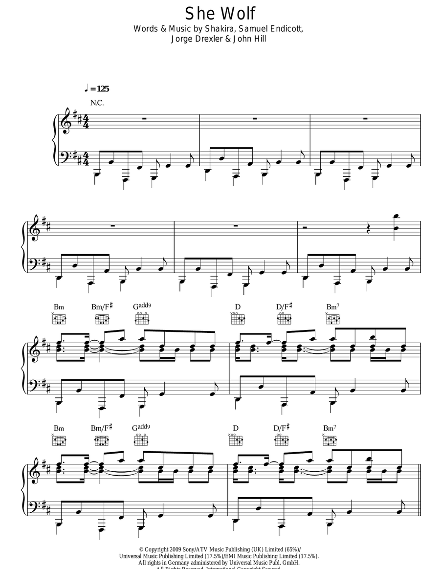 She Wolf Acoustic Guitar scores gallery preview page 1