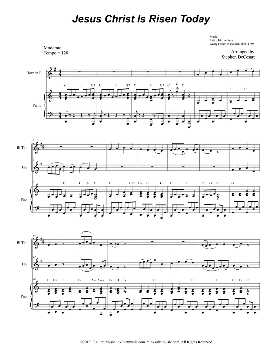 Jesus Christ Is Risen Today (Duet for Bb-Trumpet and French Horn) Brass Duet scores gallery preview page 2