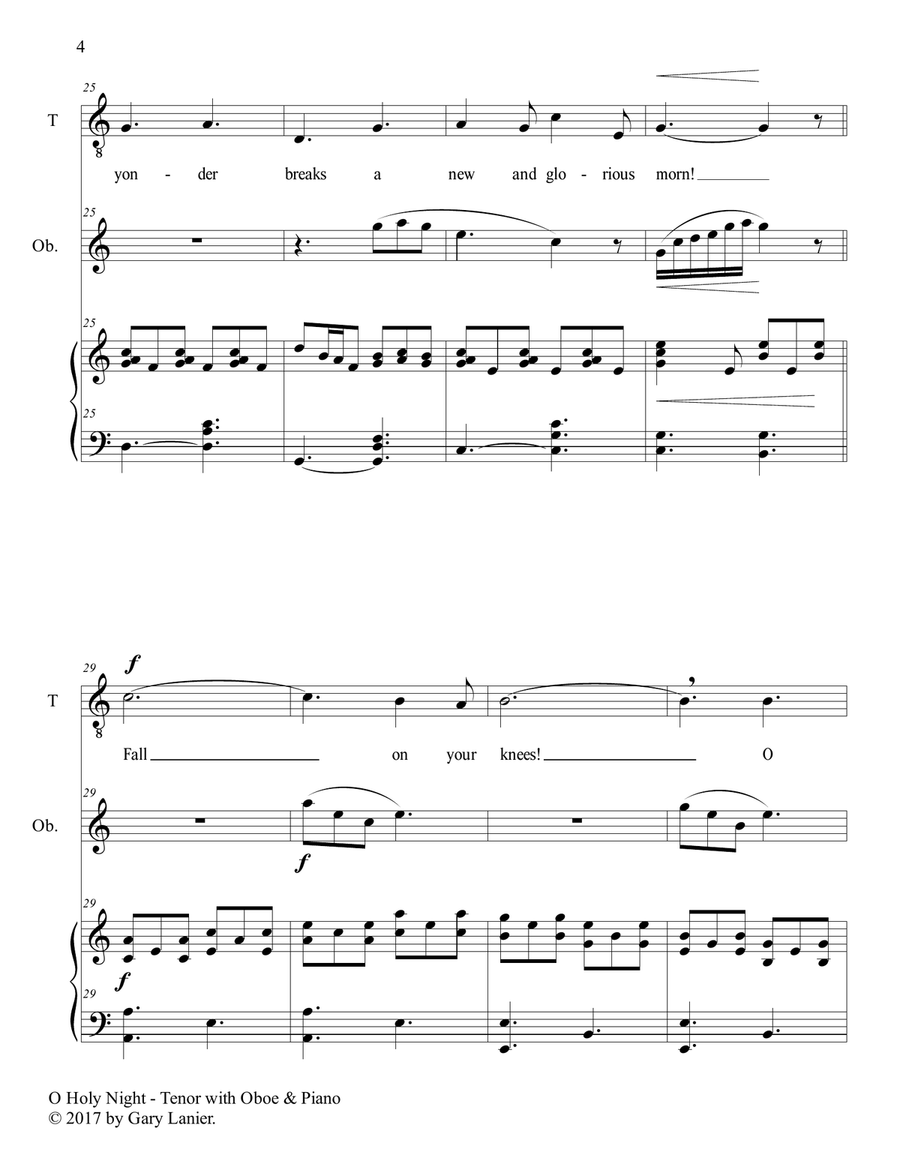O HOLY NIGHT (Tenor Solo with Oboe & Piano - Score & Parts included) Small Ensemble scores gallery preview page 5