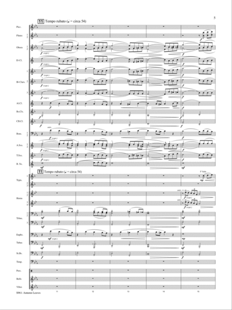 Autumn Leaves (Les feuilles mortes) - Full Score Concert Band scores gallery preview page 5