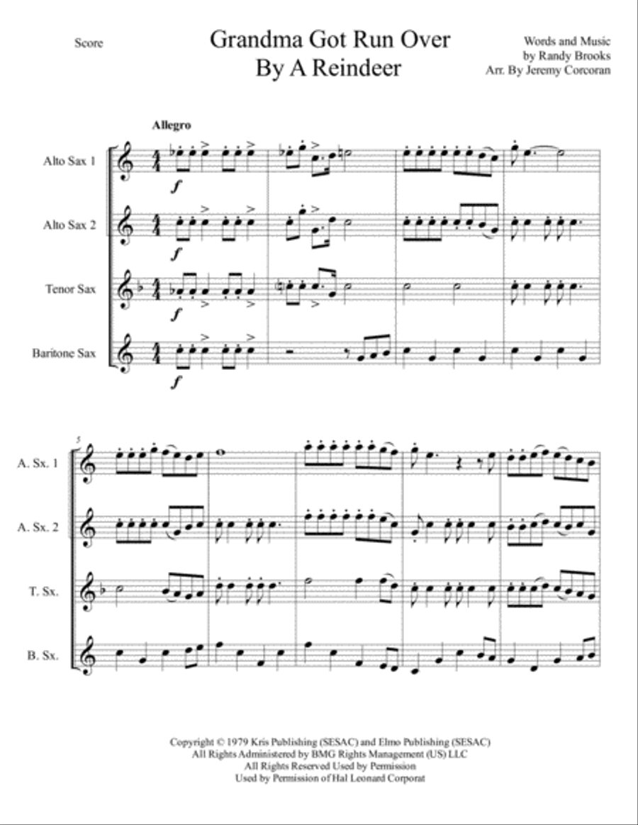 Grandma Got Run Over By A Reindeer Grandma Got Run Over By A Reindeer Woodwind Quartet scores gallery preview page 2