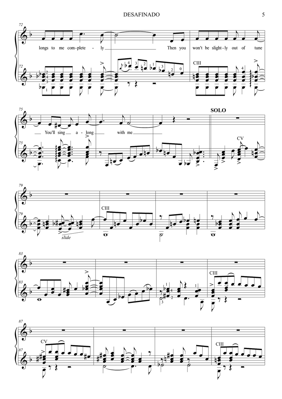 Desafinado Piano, Vocal, Guitar scores gallery preview page 5