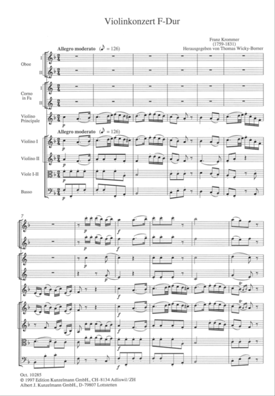 Concerto for violin in F major