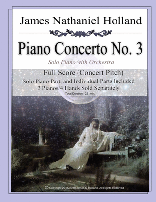 Piano Concerto No. 3 James Nathaniel Holland, Full Orchestral Score and Individual Parts