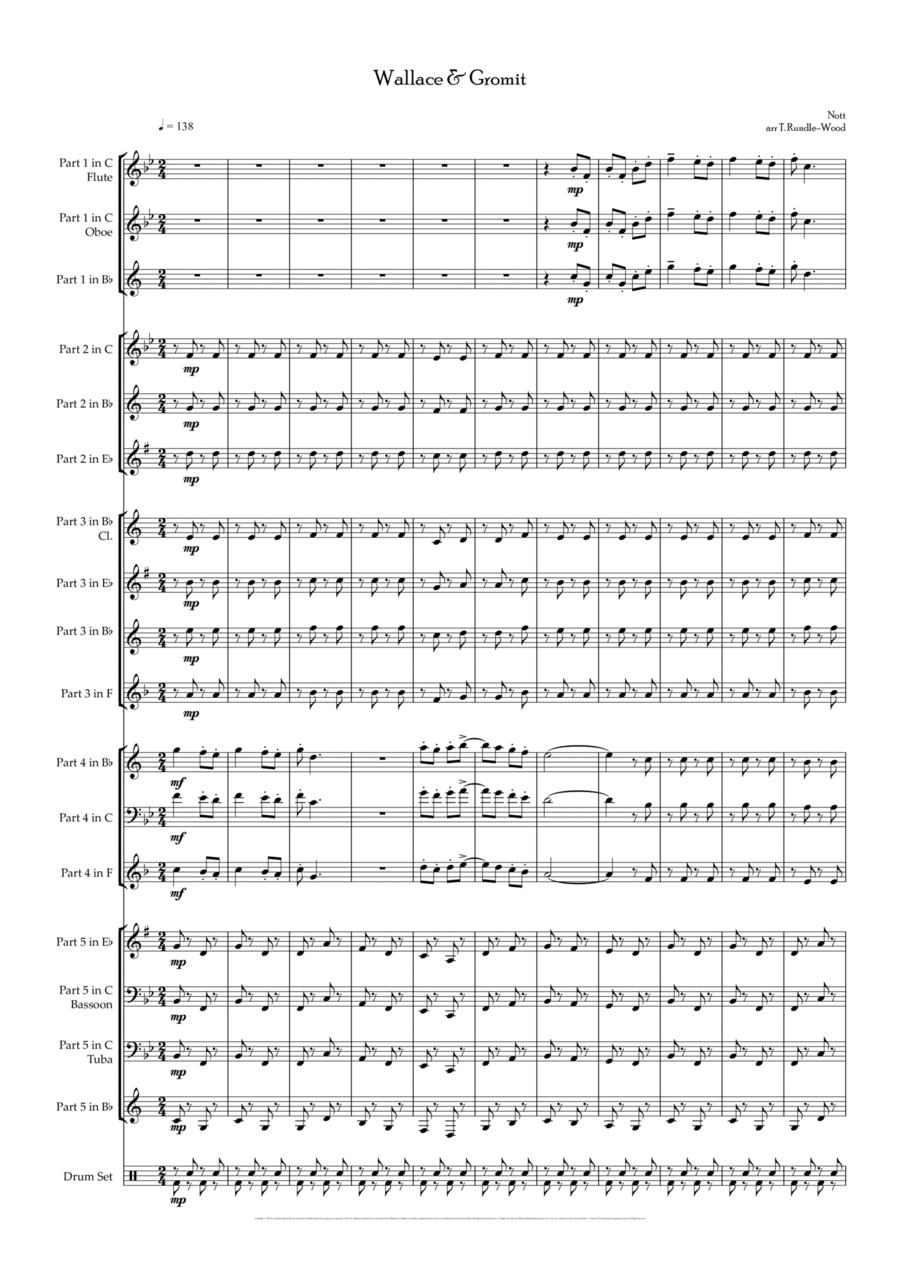 Wallace And Gromit Theme Concert Band scores gallery preview page 1