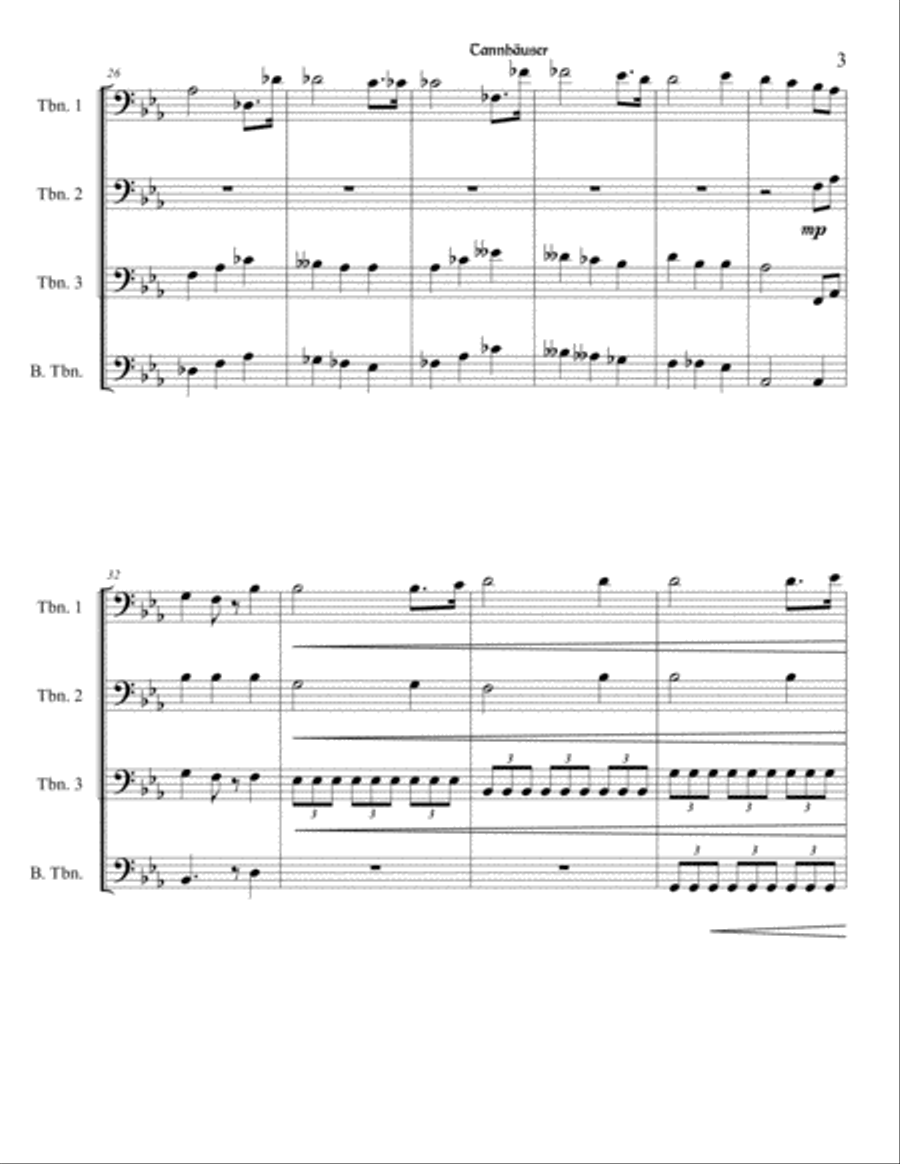 Richard Wagner - Tannhäuser (Pilgrim's Chorus) for Trombone Quartet Brass Ensemble scores gallery preview page 4
