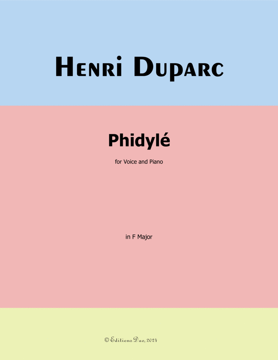 Phidylé, by Henri Duparc, in F Major Voice scores gallery preview page 1