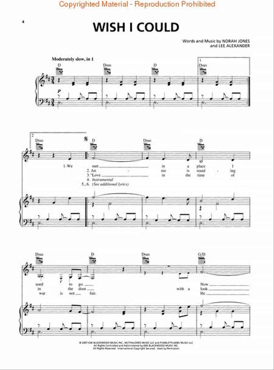Norah Jones - Not Too Late Piano, Vocal, Guitar scores gallery preview page 2