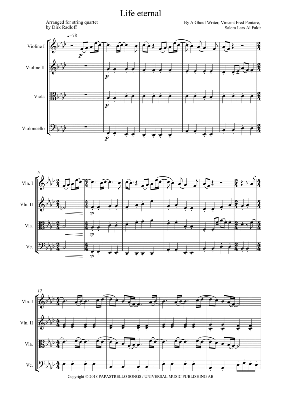 Life Eternal String Quartet scores gallery preview page 1