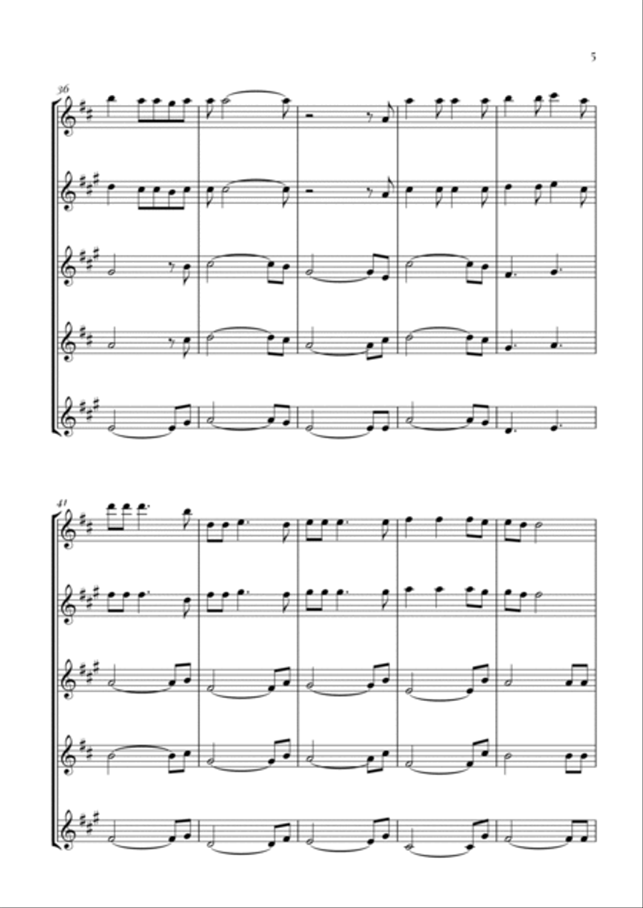 Hallelujah Saxophone Quintet scores gallery preview page 5