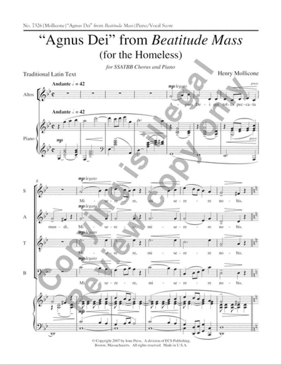 Beatitude Mass: 7. Agnus Dei SSATBB scores gallery preview page 5