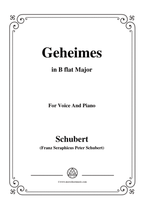 Book cover for Schubert-Geheimes,Op.14 No.2,in B flat Major,for Voice&Piano