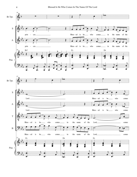 Blessed Is He Who Comes In The Name Of The Lord (Solo and SATB) image number null