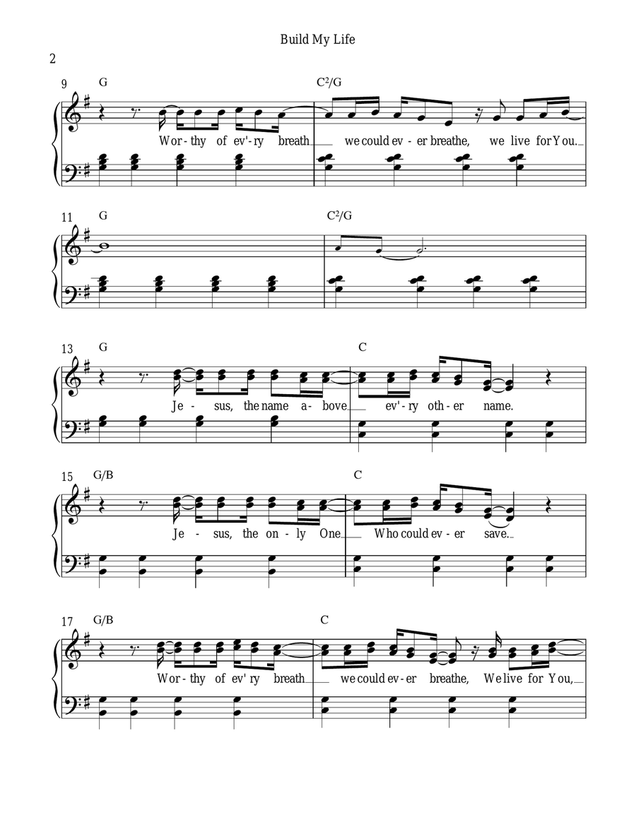 Build My Life Piano, Vocal scores gallery preview page 2