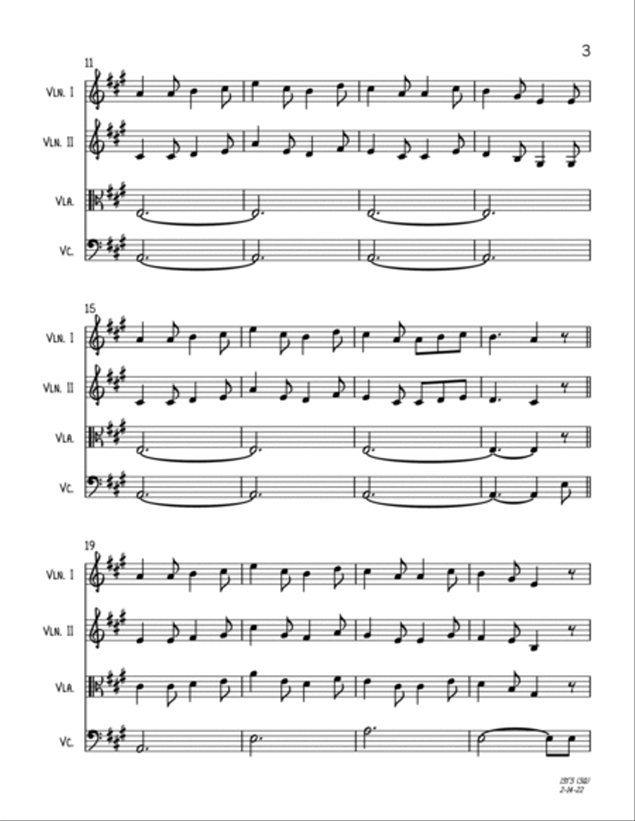 I Saw Three Ships (String Quartet) String Quartet scores gallery preview page 3