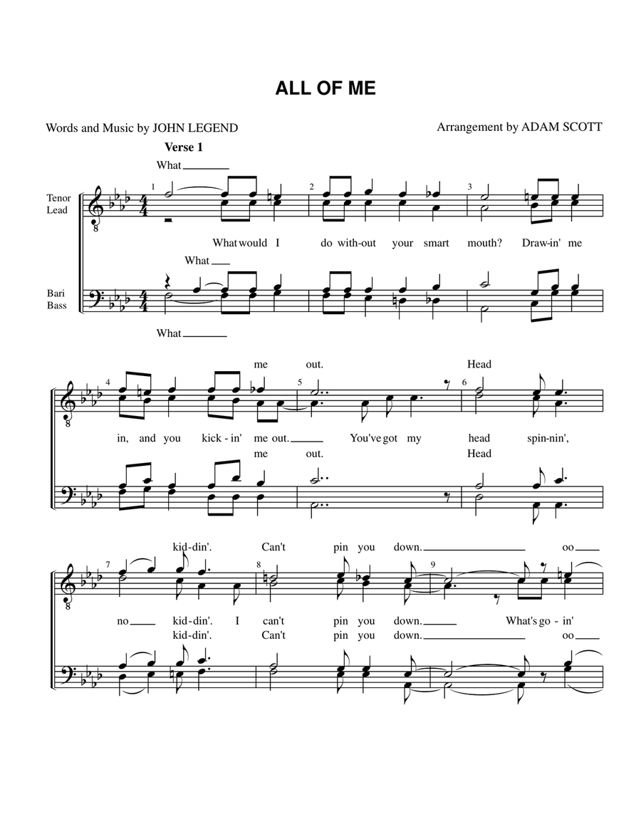 All Of Me TTBB scores gallery preview page 1