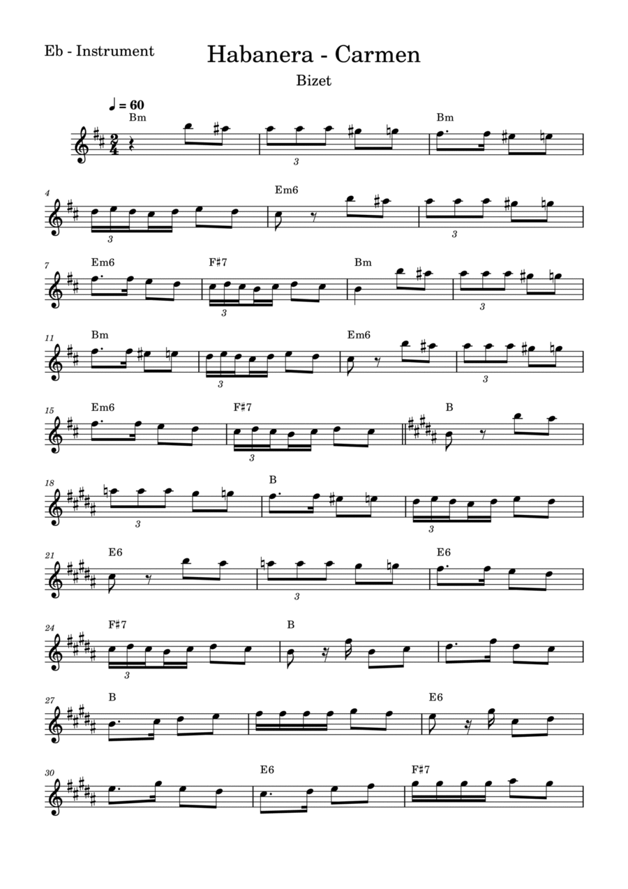 Habanera - Carmen Habanera - Carmen Alto Saxophone scores gallery preview page 1