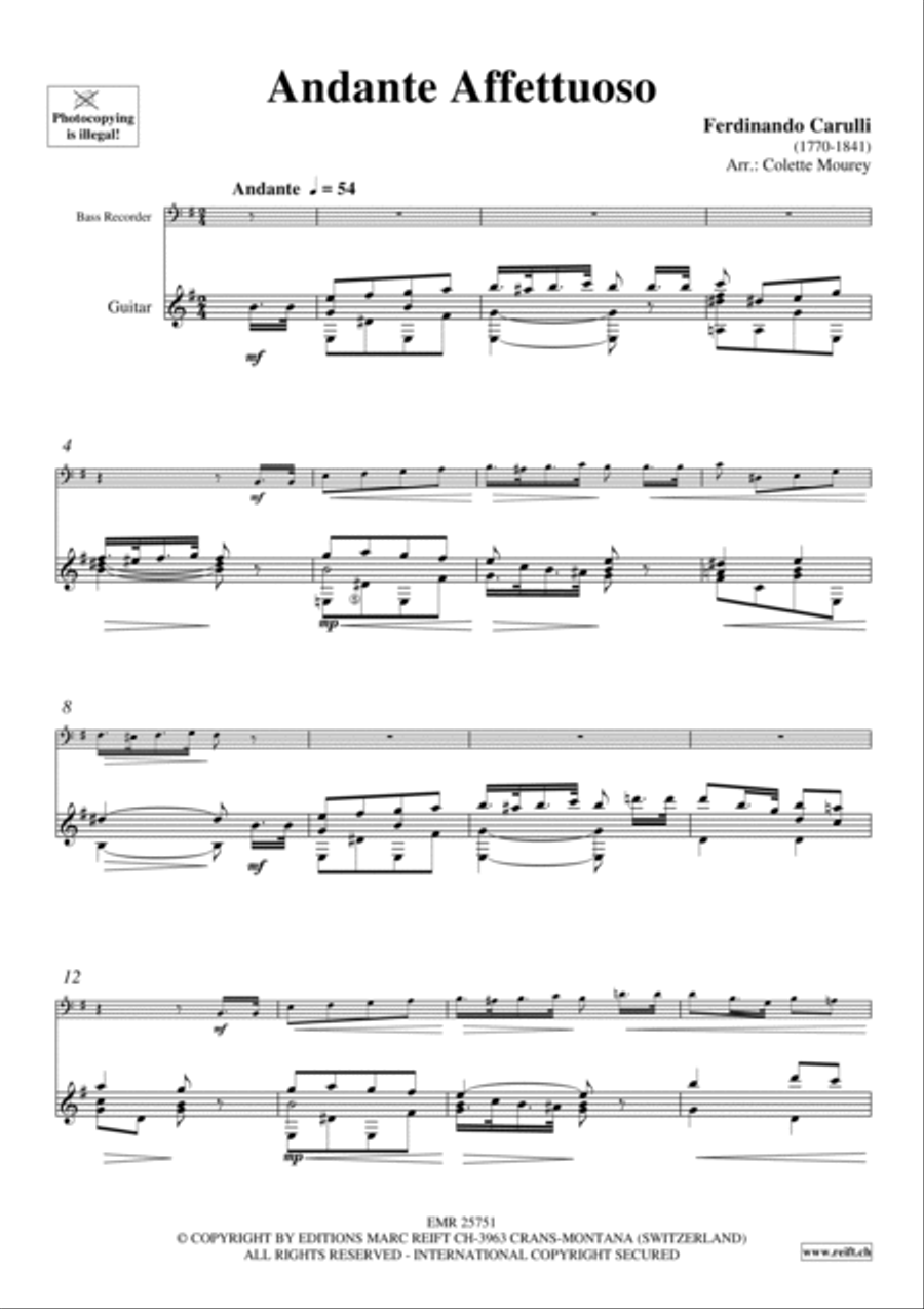 Andante Affettuoso Andante Affettuoso Bass Recorder scores gallery preview page 3