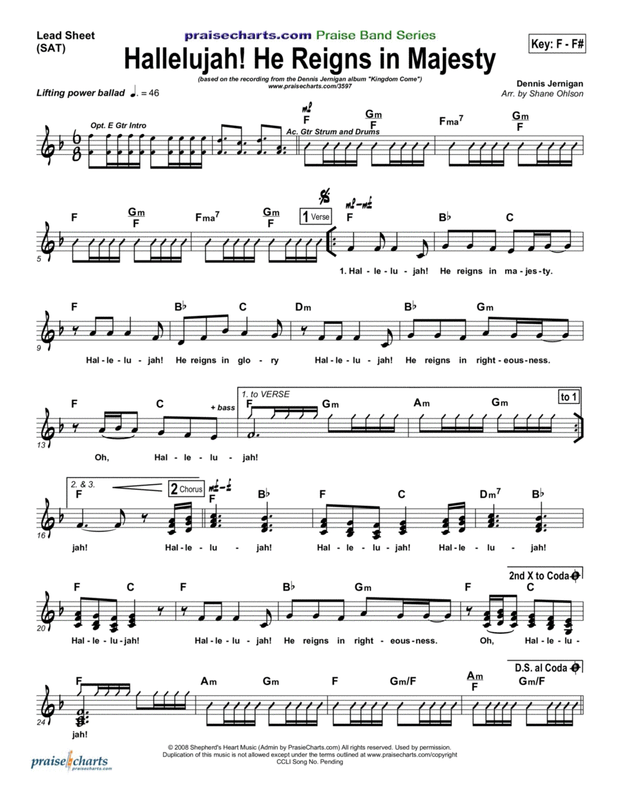 Hallelujah! He Reigns in Majesty Piano scores gallery preview page 1