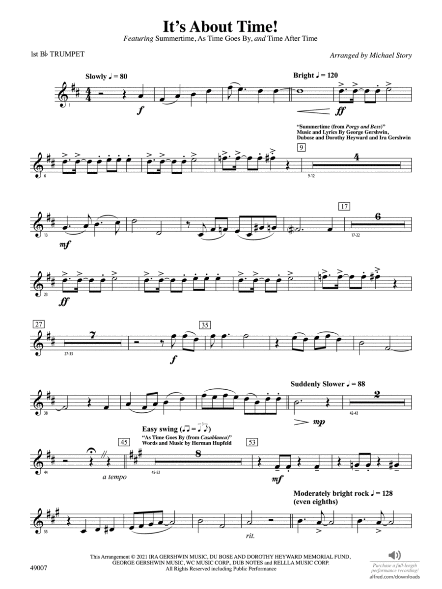 It's About Time: 1st B-flat Trumpet Full Orchestra scores gallery preview page 1