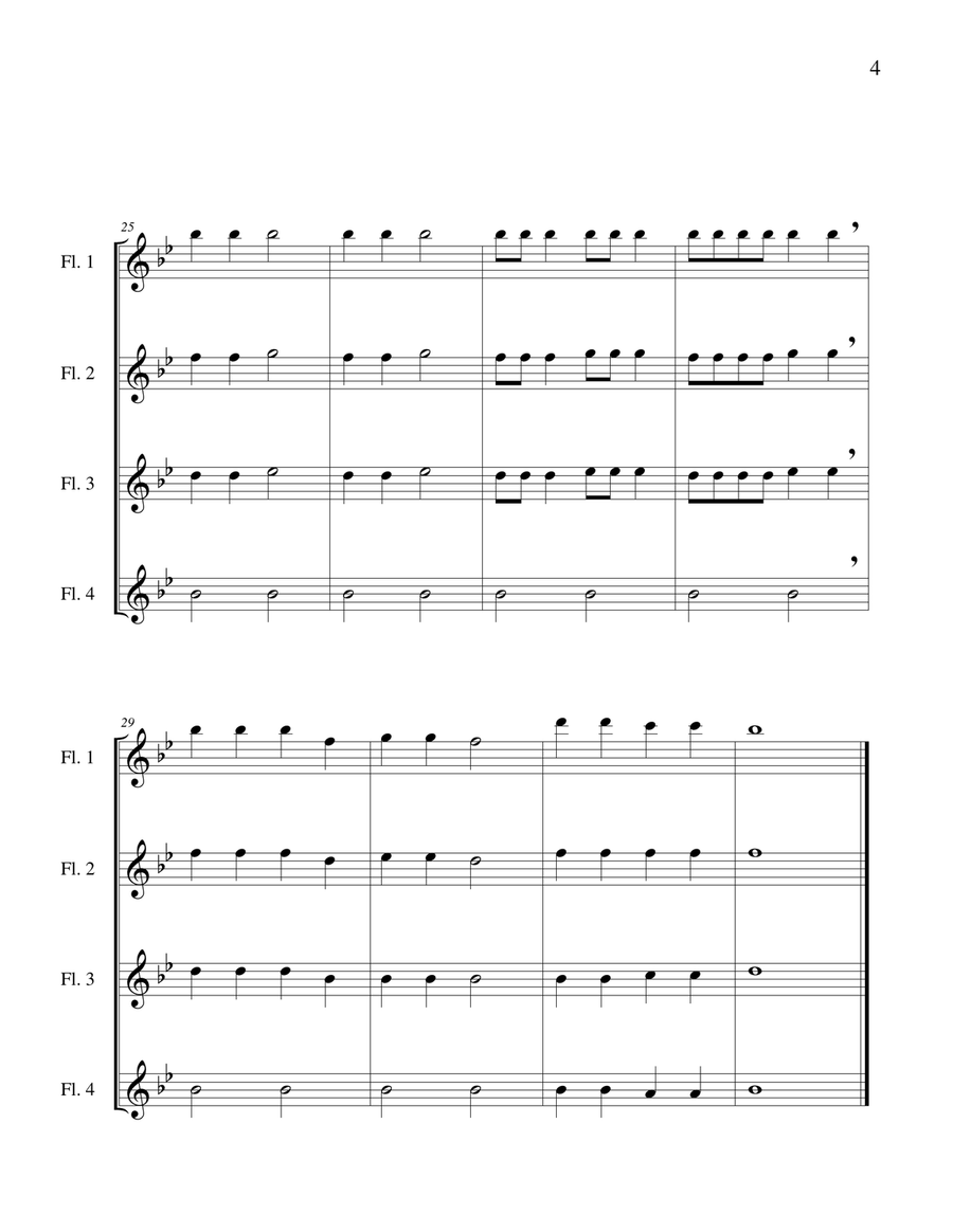 Old MacDonald Had a Farm - Flute Quartet Flute Quartet scores gallery preview page 6