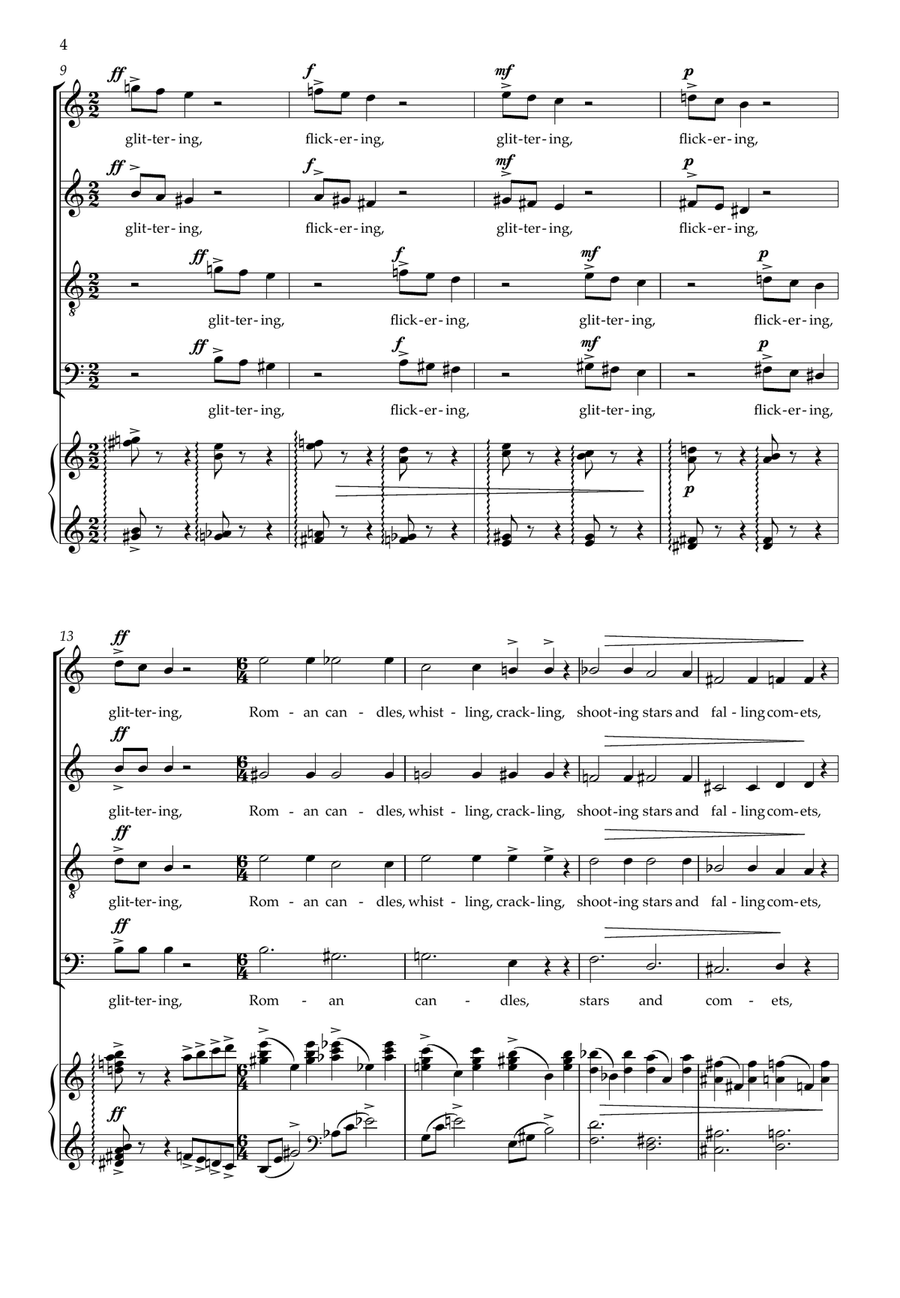 Fireworks (SATB and piano) 4-Part scores gallery preview page 4