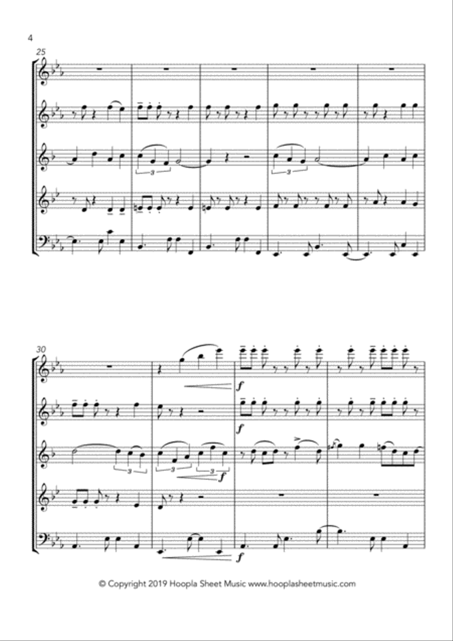 Bossa Nova Bleak Midwinter (In the Bleak Midwinter) Woodwind Quintet scores gallery preview page 4