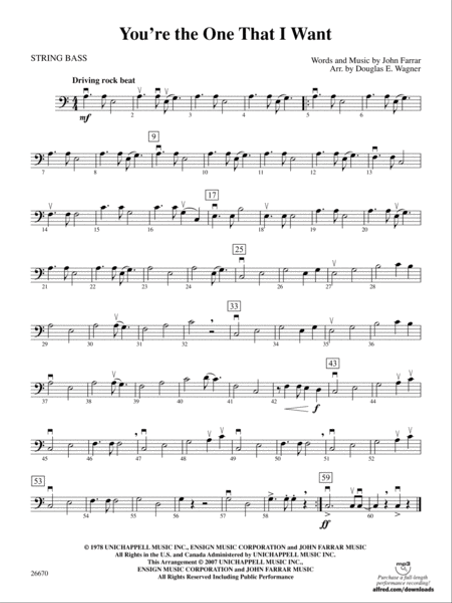 You're the One That I Want (from Grease): String Bass Full Orchestra scores gallery preview page 1