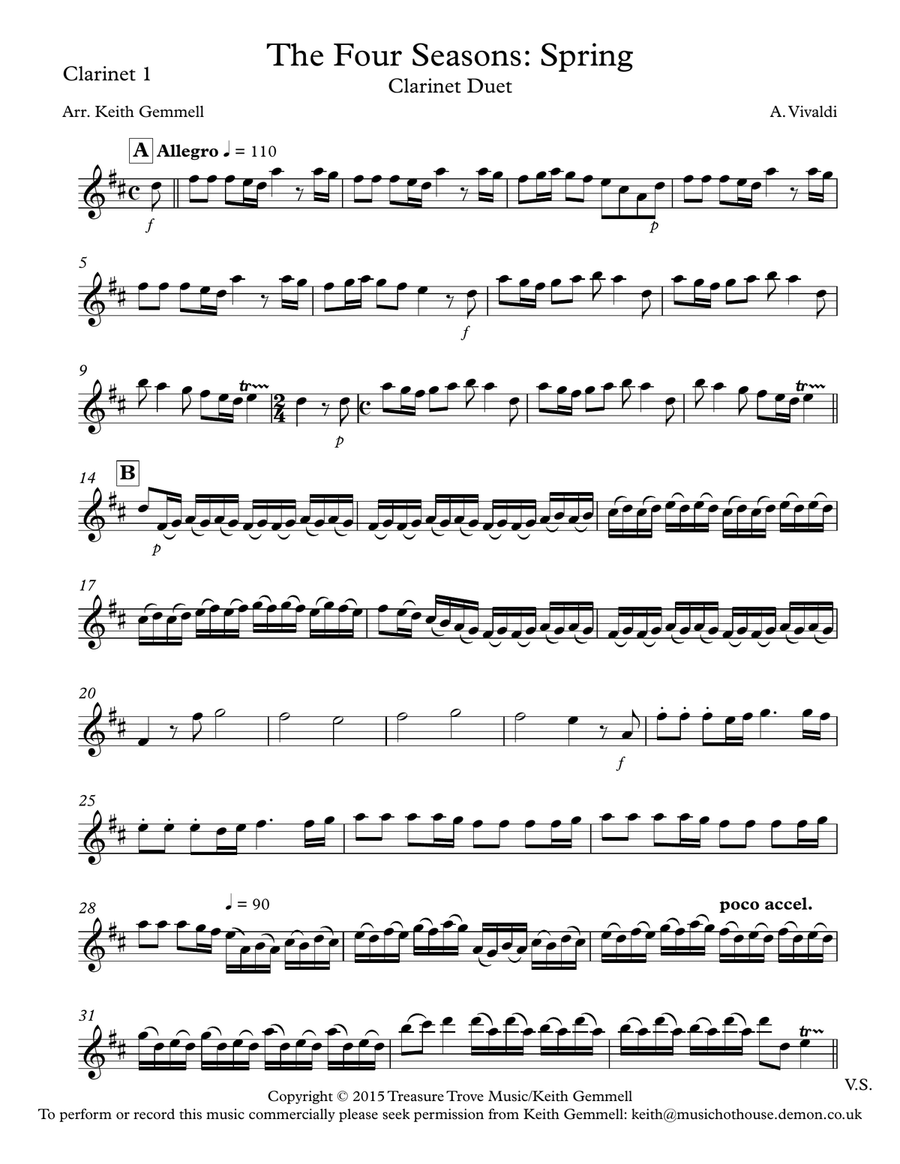 The Four Seasons (Spring): Clarinet Duet Clarinet Duet scores gallery preview page 4