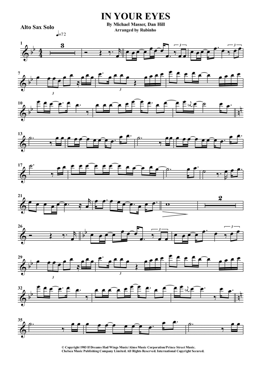 In Your Eyes Alto Saxophone scores gallery preview page 1