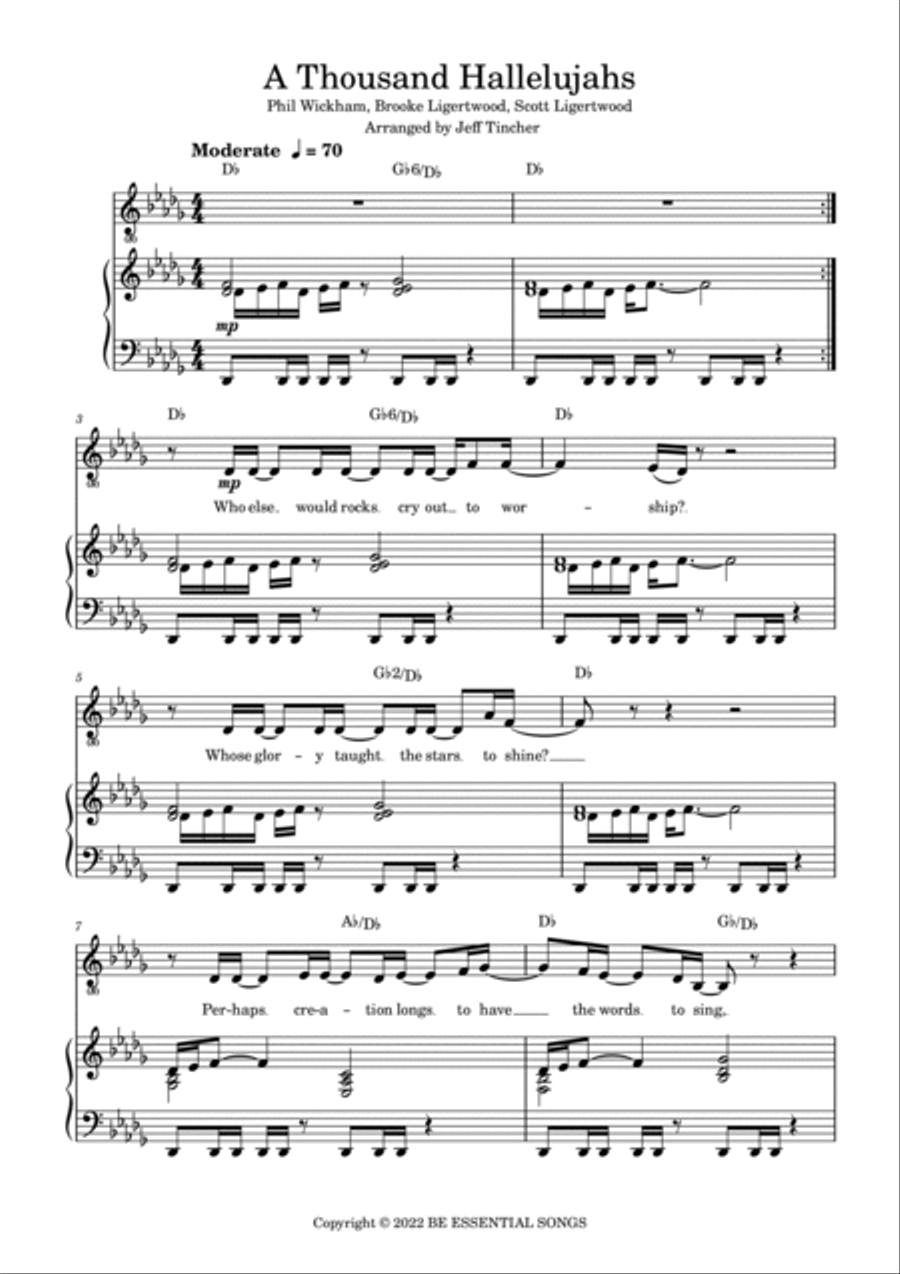 A Thousand Hallelujahs Piano, Vocal, Guitar scores gallery preview page 2
