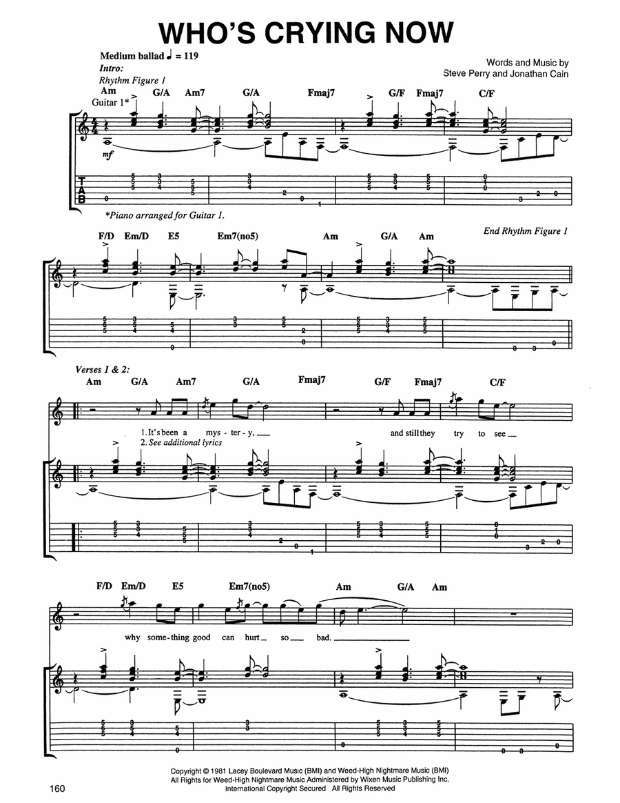 Who's Crying Now Acoustic Guitar scores gallery preview page 1