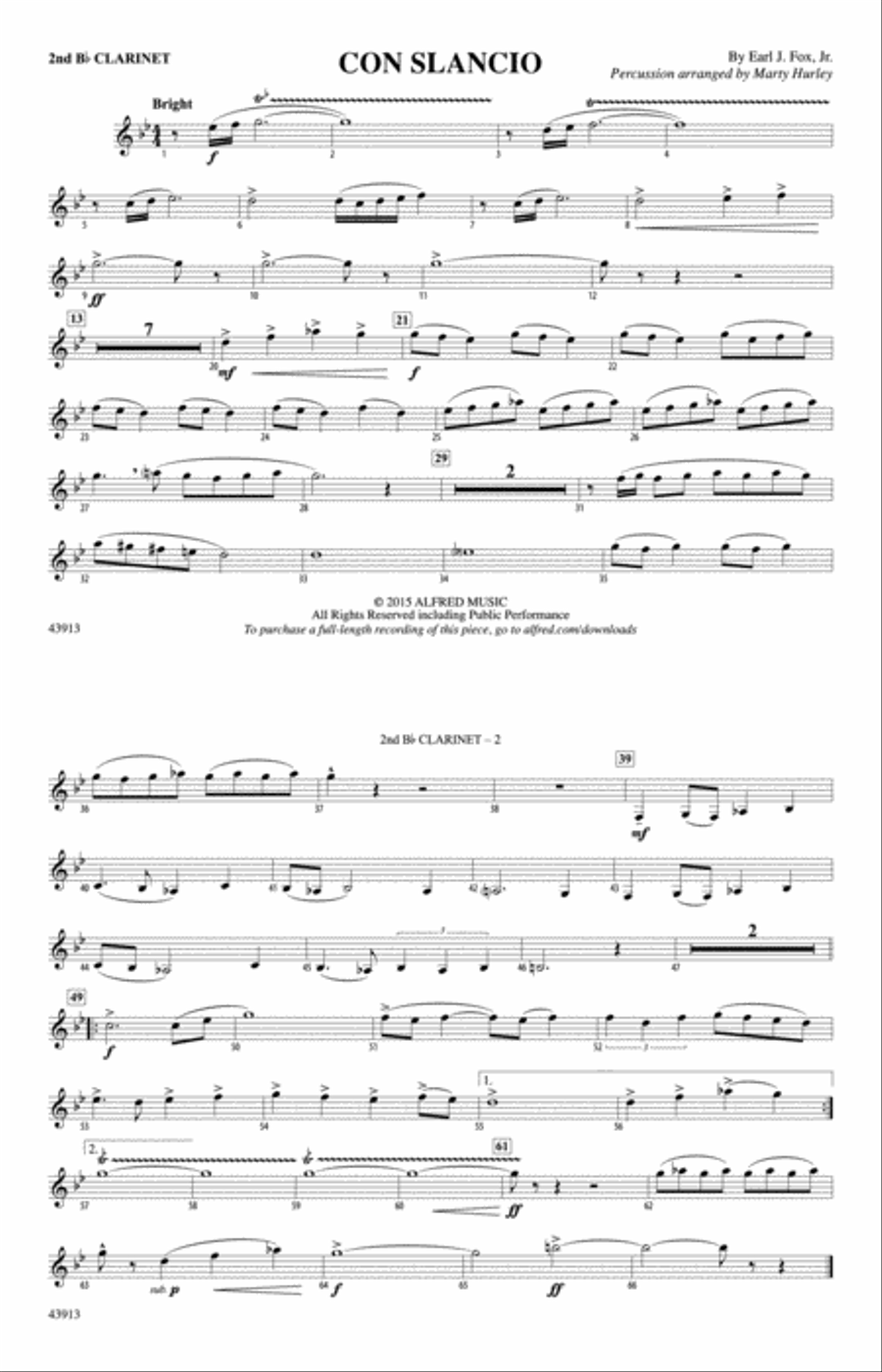 Con Slancio: 2nd B-flat Clarinet Marching Band scores gallery preview page 1